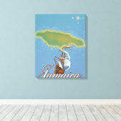 Jamaicaanse reis eiland kaart canvas afdruk (Insitu (Houten vloer))