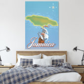 Jamaicaanse reis eiland kaart canvas afdruk (Insitu (Slaapkamer))