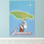 Jamaicaanse reis eiland kaart canvas afdruk (Insitu (Houten vloer))