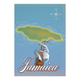 Jamaicaanse reis eiland kaart foto afdruk