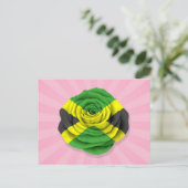 Jamaicaanse Roos Vlag op roze Briefkaart (Staand voorkant)