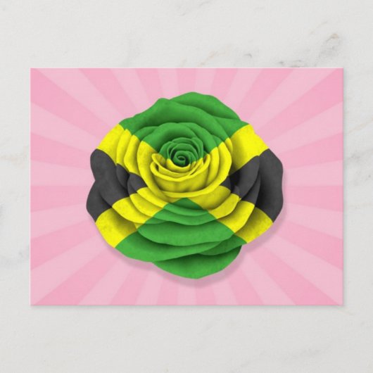 Jamaicaanse Roos Vlag op roze Briefkaart (Voorkant)