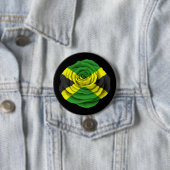Jamaicaanse Roos Vlag op zwart Ronde Button 7,6 Cm (In situ)
