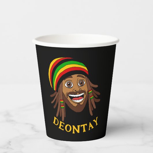 Jamaicaanse Schattige Rasta Man Gepersonaliseerd Papieren Bekers (Voorkant)