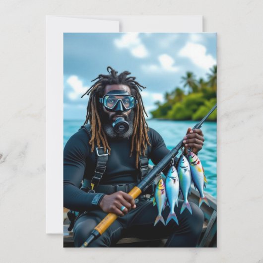 Jamaïcaanse speervisser feestdagenkaart (Voorkant)