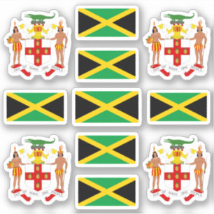 Jamaicaanse staatssymbolen / wapenschild en vlag sticker