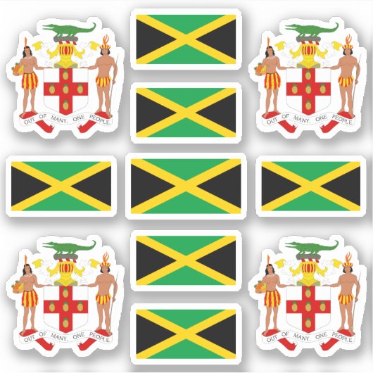 Jamaicaanse staatssymbolen / wapenschild en vlag sticker (Voorkant)