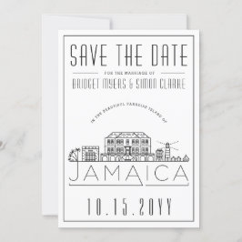 Jamaicaanse Trouwdag Gestileerde Silhouet 'Save th Kaart