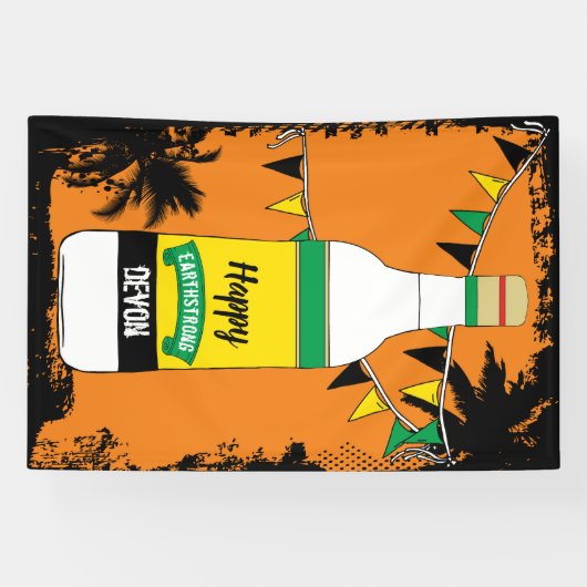 Jamaicaanse verjaardag Happy Earthstrong Rum fles Spandoek (Horizontaal)