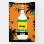 Jamaicaanse verjaardag Happy Earthstrong Rum fles Spandoek (Verticaal)