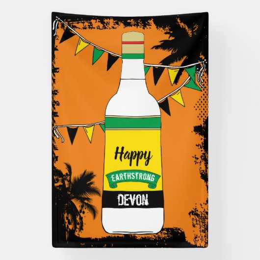 Jamaicaanse verjaardag Happy Earthstrong Rum fles Spandoek (Verticaal)