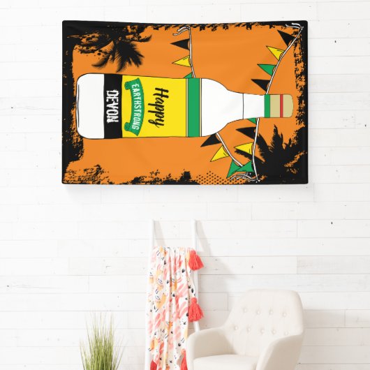 Jamaicaanse verjaardag Happy Earthstrong Rum fles Spandoek (Insitu)