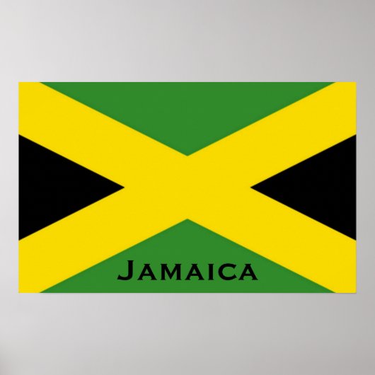 Jamaicaanse vlag aan de rand met Jamaica Word Poster (Voorkant)