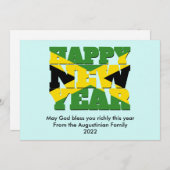 Jamaicaanse vlag Christelijk HAPPY NIEUW JAAR Feestdagenkaart (Voorkant / Achterkant)