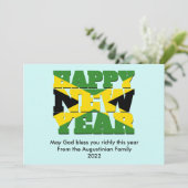 Jamaicaanse vlag Christelijk HAPPY NIEUW JAAR Feestdagenkaart (Staand voorkant)