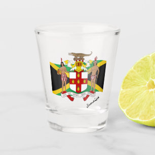 Jamaicaanse vlag en Jamaica jas van wapens / parti Shot Glas