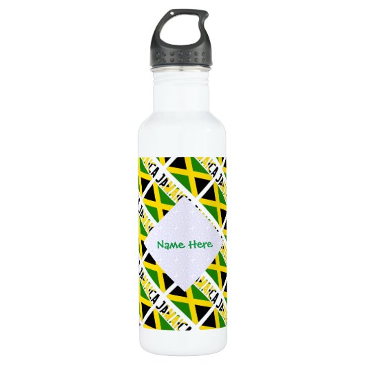 Jamaicaanse vlag en Jamaica Tiled Personalized Waterfles (Voorkant)
