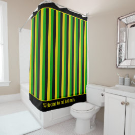 Jamaicaanse vlag gekleurd gestreept douchegordijn
