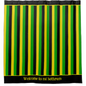 Jamaicaanse vlag gekleurd gestreept douchegordijn (Voorkant)