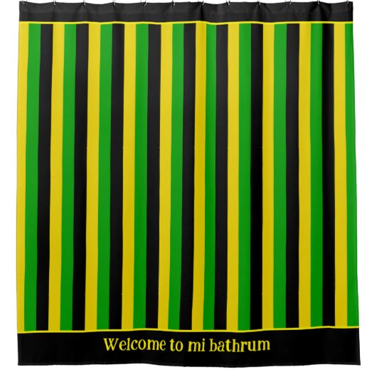 Jamaicaanse vlag gekleurd gestreept douchegordijn (Voorkant)