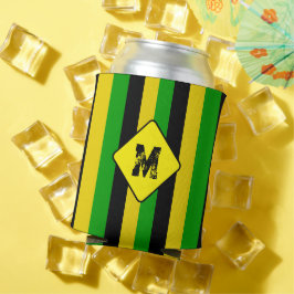 Jamaicaanse vlag gekleurd gestreept monogram bier blikjeskoeler