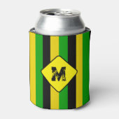 Jamaicaanse vlag gekleurd gestreept monogram bier blikjeskoeler (Blikje Voorkant)