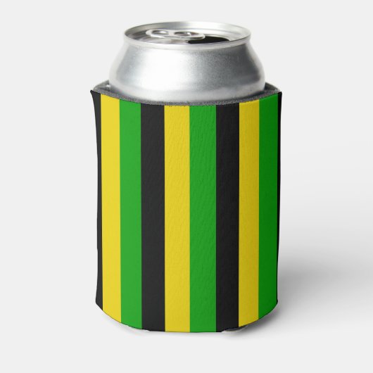 Jamaicaanse vlag gekleurd gestreept monogram bier blikjeskoeler (Blikje Achterkant)