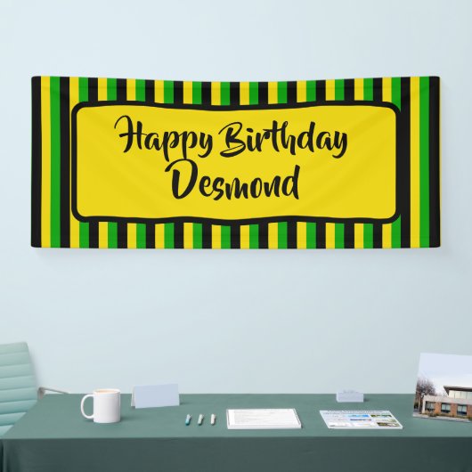 Jamaicaanse vlag gekleurd Happy Birthday Party Spandoek (Beurs)