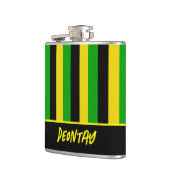 Jamaicaanse vlag gekleurde strepen Naam toevoegen Heupfles (Links)
