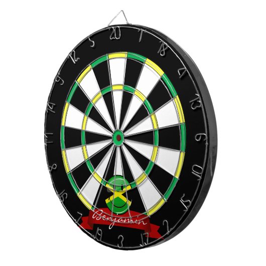 Jamaicaanse vlag glimlachen dartbord (Voorkant Rechts)