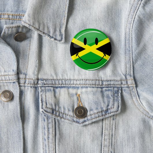 Jamaicaanse vlag glimlachen ronde button 5,7 cm (In situ)