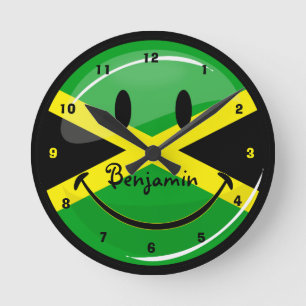 Jamaicaanse vlag glimlachen ronde klok