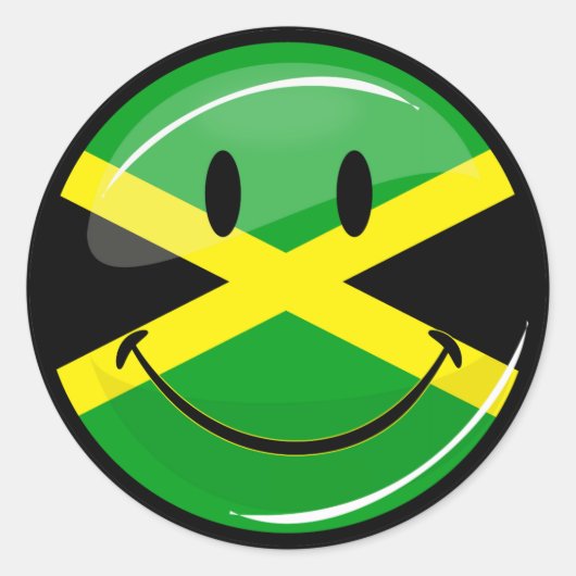 Jamaicaanse vlag glimlachen ronde sticker (Voorkant)