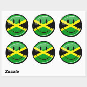 Jamaicaanse vlag glimlachen ronde sticker (Vel)