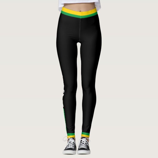Jamaicaanse vlag Groen goud en zwarte Jamaica-poor Leggings (Voorkant)