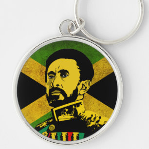 Jamaicaanse Vlag - hAILE sELASSIE i - Rasta Knop Sleutelhanger