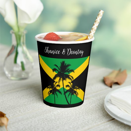 Jamaicaanse Vlag Huwelijksgelukwensen Papieren Bekers (Insitu)