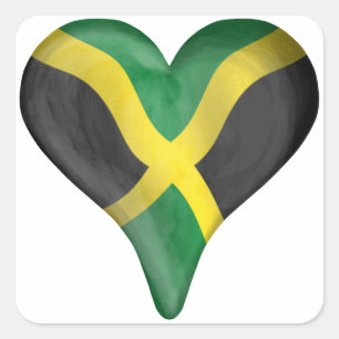 Jamaicaanse vlag in een hart vierkante sticker