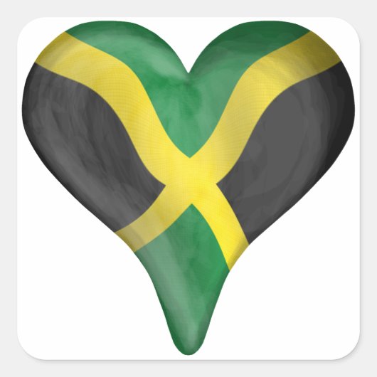 Jamaicaanse vlag in een hart vierkante sticker (Voorkant)