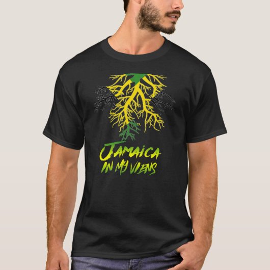 Jamaicaanse vlag Jamaica Het is in mijn Veins Mann T-shirt (Voorkant)