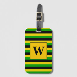 Jamaicaanse vlag kleuren gestreept monogram bagagelabel