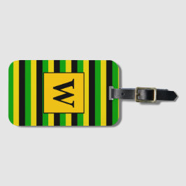 Jamaicaanse vlag kleuren gestreept monogram bagagelabel