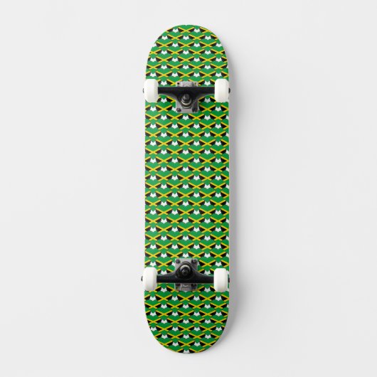 Jamaicaanse vlag kleuren harten patroon patriottis persoonlijk skateboard (Voorkant)