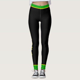 Jamaicaanse vlag kleuren verticale tekst naar bene leggings