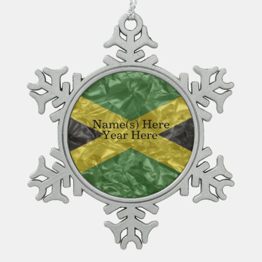Jamaicaanse vlag - Kreukelen Tin Sneeuwvlok Ornament (Voorkant)