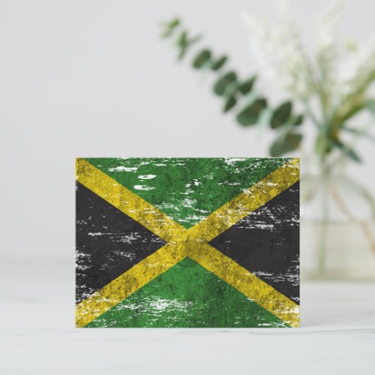 Jamaicaanse vlag met een zwoegde en slechtste vlag briefkaart (Staand voorkant)