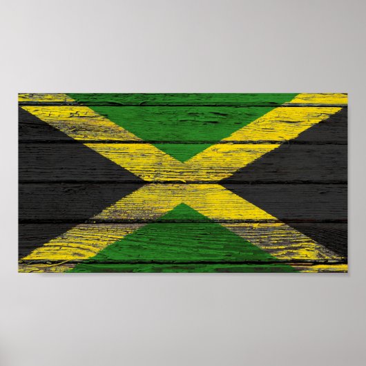 Jamaicaanse vlag met ruw houtachtig effect poster (Voorkant)