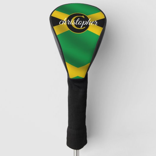 Jamaicaanse vlag Monogram Golfheadcover (Voorkant)