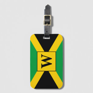 Jamaicaanse Vlag Patroon Monogram Bagagelabel