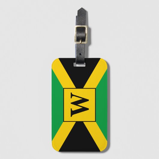 Jamaicaanse Vlag Patroon Monogram Bagagelabel (Voorkant (verticaal))